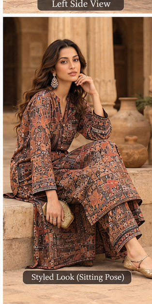 2 piece printed silk - Image 5