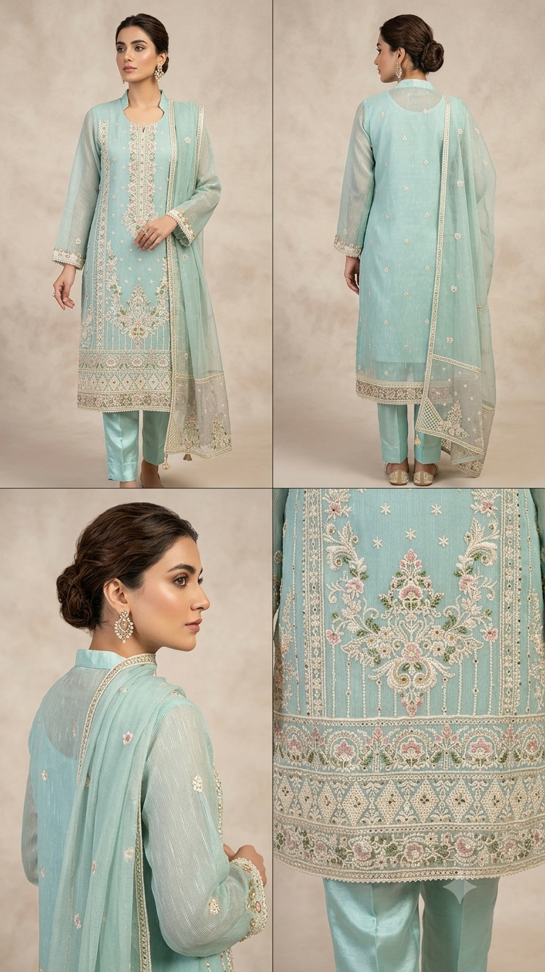 4 piece cotton net suite - Image 5
