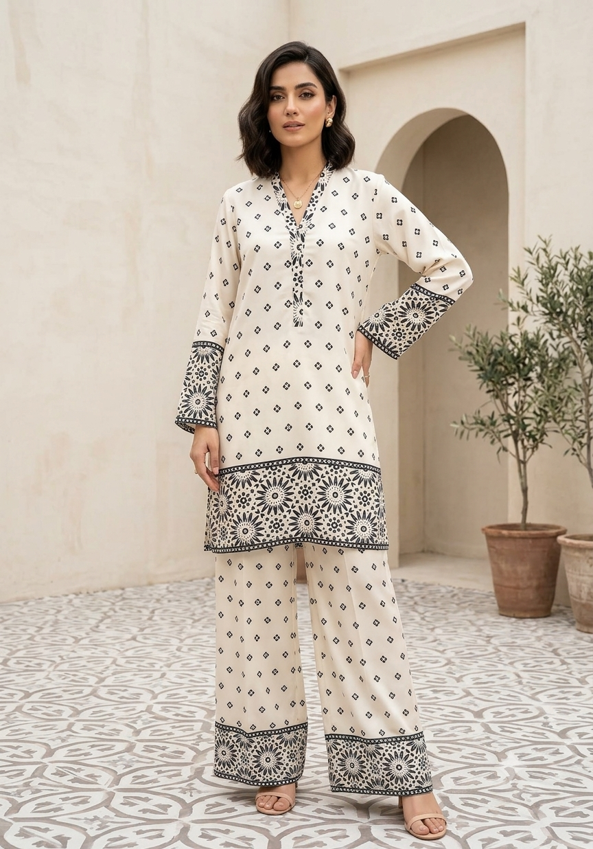 2 Piece printed silk