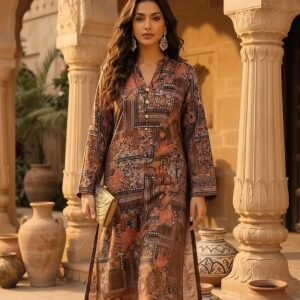 2 piece printed silk